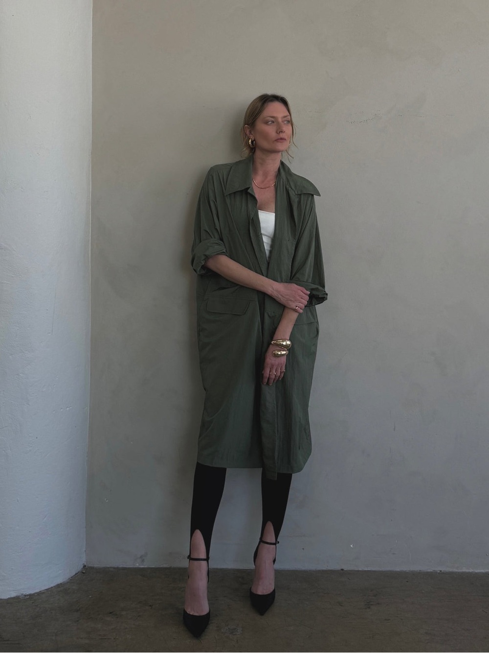 Jules Los Angeles Parachute Trench Coat Army Green Oversized Size One Size